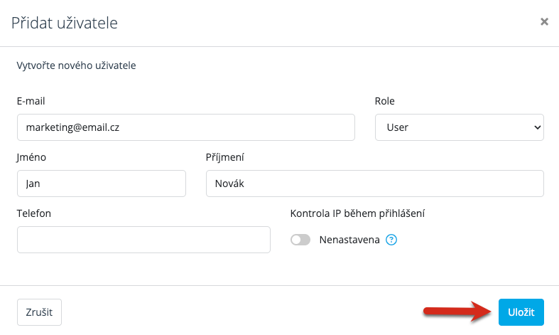 Správa uživatelů Emailkampane.cz