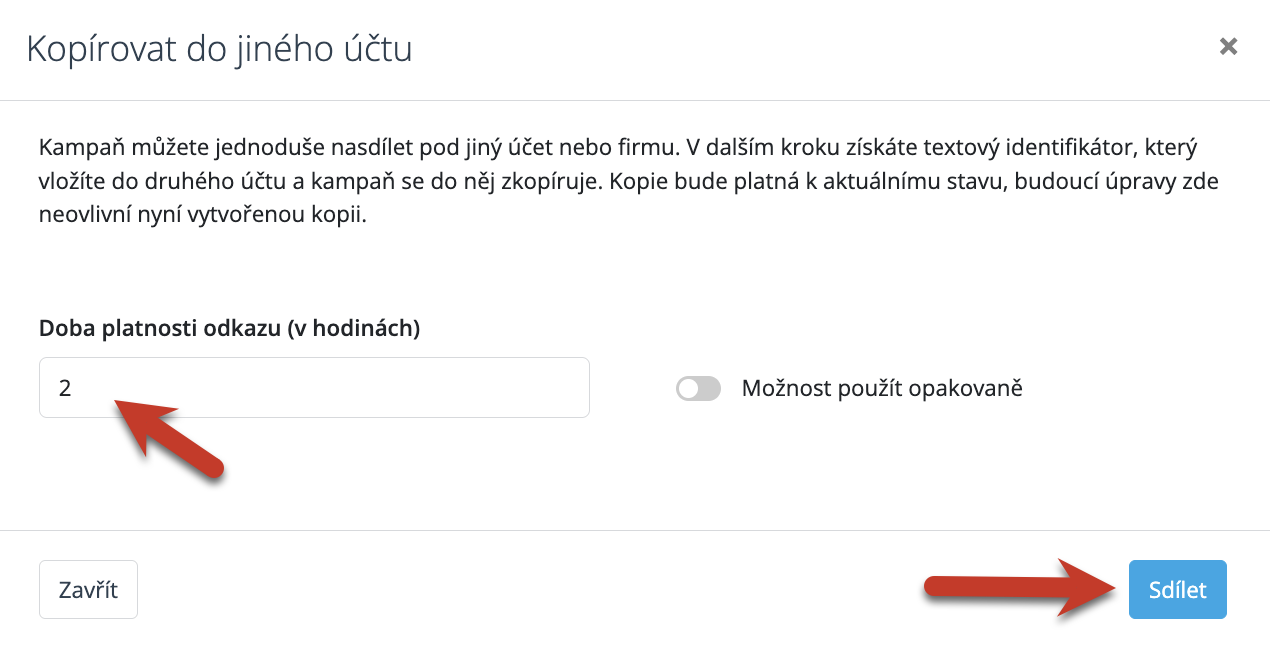 Sdílení kampaní Emailkampane.cz